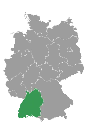 Deutschland-Karte mit Auswahl vom Bundesland Baden-Württemberg