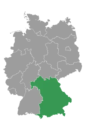 Deutschland-Karte mit Auswahl vom Bundesland Bayern