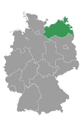 Deutschland-Karte mit Auswahl vom Bundesland Mecklenburg-Vorpommern