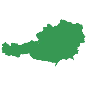 Umrisskarte von Österreich in grün eingefährt