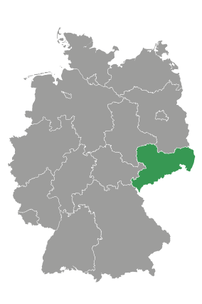 Deutschlandkarte-Bundesland-Sachsen-in grün
