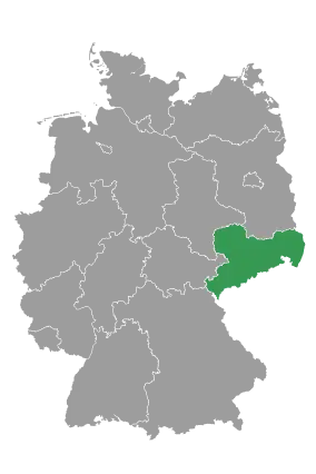Deutschlandkarte-Bundesland-Sachsen-in grün